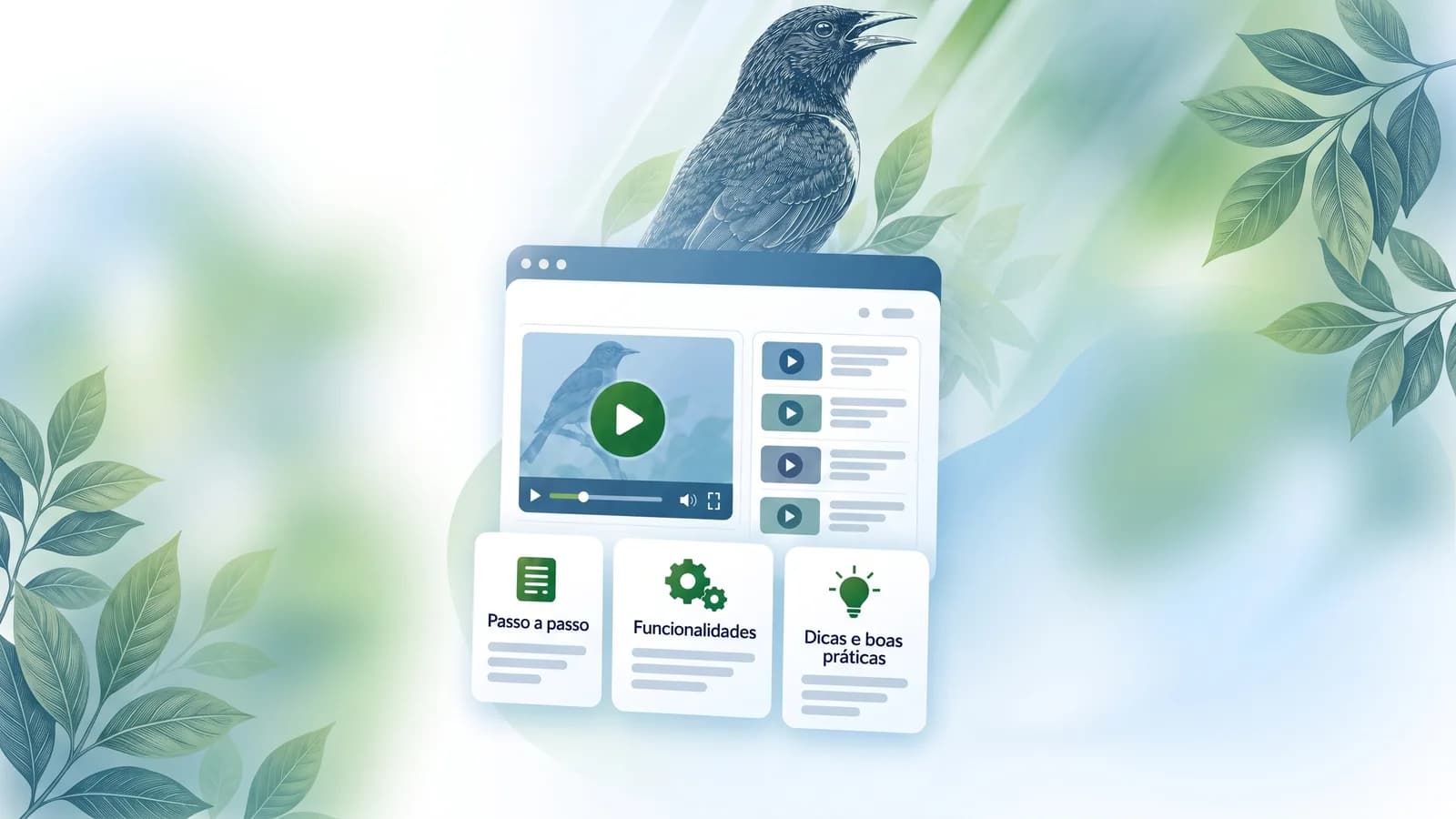 Player de vídeo com a lista de tutoriais do canal